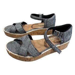 Toms Harper Wedge Textured Chambray Denim - Women's Size 8.5